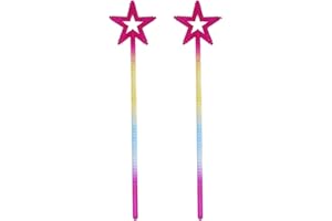 AEIOPRS 2 Pcs Golden Angel Wand for Kids Princess Magic Wand with Sparkling Stars Glittery Flower Girl Wand for Weddings