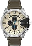 Diesel Herren-Armbanduhr Analog Quarz One Size, grün, beige/creme