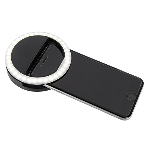 Selfielicht SL36 - Selfie Ring Licht Handy Smartphone - Selfie Licht - Ringlicht - Tablet - iPad - Macbook - Handtasche, schwarz - Kamera Ringlicht