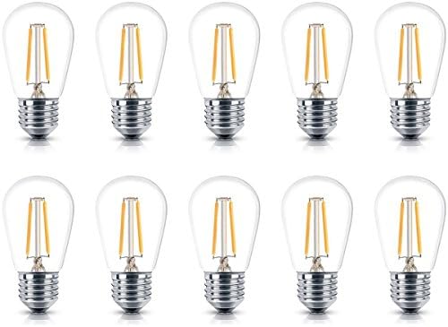 S14 LED Edison Filament Bulbs,SUAVER E27 2W LED Vintage Edison Bulbs,20Watt Incandescent Bulb Equivalent,2700K Warm White,Great for String Light Replacement Bulb(10PCS)