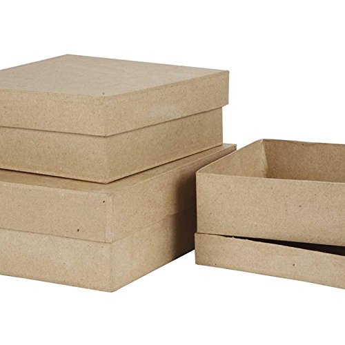 Pappschachtel-Set, quadratisch, Größe 16+18+20 cm, 3sort.