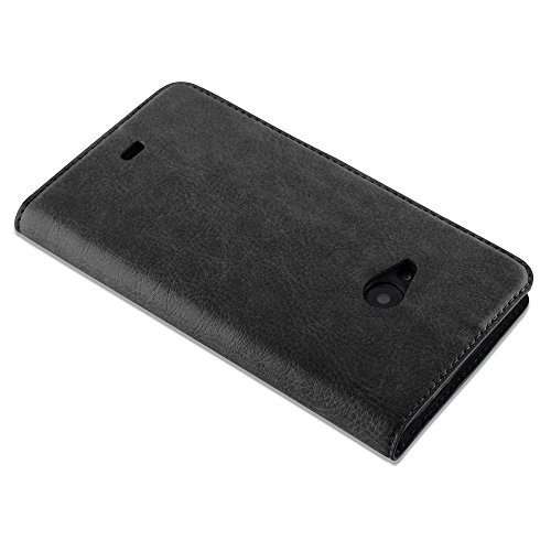 Nokia Lumia 535 Custodia di Libro di Finta-Pelle in NERO DI NOTTE di Cadorabo (Disegno CHIUSURA MAGNETICA INVISIBLE) â€“ con Vani di Carte Funzione Stand e Chiusura Magnetica â€“ Protezione per Fronte e Retro Portafoglio Cover Case Wallet Book Etui Full Body