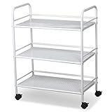 Yaheetech 3 Shelf Large Beauty Salon Trolley Cart Spa Storage Tray Therapy Dentist Hairdresser Treatments, White
