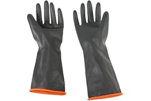 AKSIQIOL 1 Pair Heavy Duty Rubber Gloves, Marigold Large Cleaning Gloves, Chemical Resistant Work Gloves, Waterproof Drain & PPE Safety Gloves, Acid & Alkali Resistant, Non-Slip