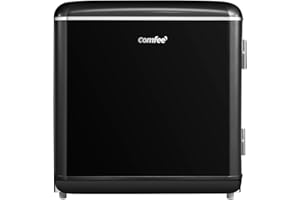 COMFEE' RCD50BL2EURT(E) Frigorifero Piccolo 47Litri, Design Retrò, Mini Frigo Tavolo Monoporta, Termostato Regolabile, Silenzioso, Adatto a casa, ufficio e hotel, Nero