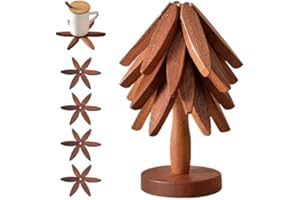 AstraGlam Baum Untersetzer Set – Hitzebeständige Holz Topfuntersetzer, Kreative Baumform Coasters für Küche, Tischdekoration und Schutz von Oberflächen