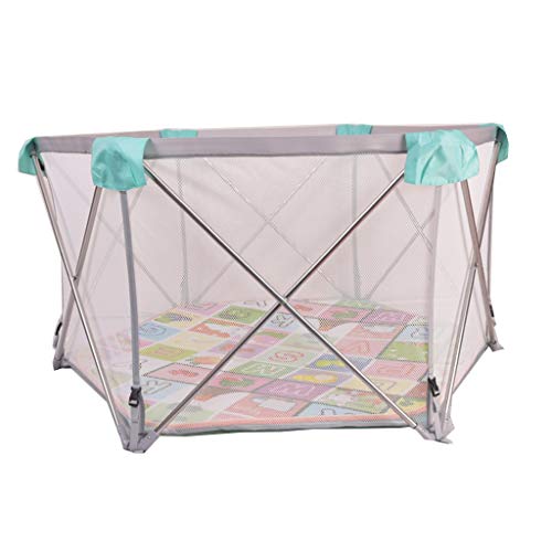 Preisvergleich Produktbild Kinderspielzaun Faltbarer Ozeanballpool des Mädchenmaschenhaushalts Bruchsicherer Kleinkindraum Der Jungensicherheit (Color : Green-B, Size : 145 * 130 * 76cm)