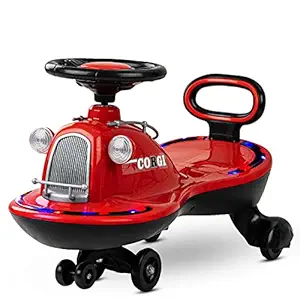 Baybee Milton Magic Swing Cars for Kids/Baby | Twister Magic Car for Kids with LED Light, PP Scratch Free Wheels | Swing Car | Baby Car, Ride on Magic car for Kids 3 to 8 Years Boys & Girls (Red)