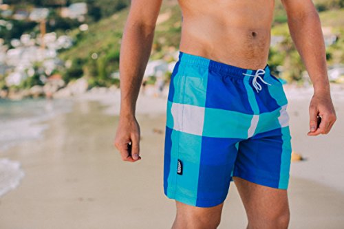 GUGGEN MOUNTAIN Herren Badeshorts Beachshorts Boardshorts Badehose kariert *High Quality Print* - 3