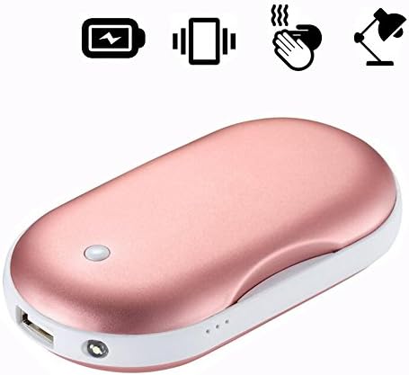Rechargeable Hand Warmer ,Kusisi 4 in 1 Multifunctional Hand Warmer & Power Bank & Massager & LED light - 5200mAh Portable USB External Battery Charger ,2017 New Version (Rose Gold)