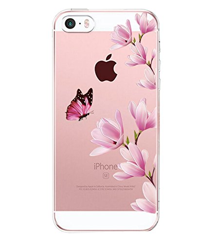 Qissy   Carcasa iPhone SE 5 5s  impresi  n TPU Funda Cubierta de Silicona de Ultra Delgado de Estuche Silicona Carcasa Trasera para iPhone 5 5s Transparente