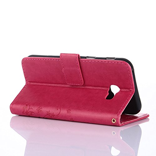 Samsung Galaxy A5 ( 2017 ) Hülle, Samsung Galaxy A5 ( 2017 ) Schutzhülle, Alfort 3 in 1 Lederhülle Fashion Design Premium PU Leder Hohe Qualität Tasche Case Cover Kasten Abdeckung Wallet für Samsung Galaxy A5 ( 2017 ) 5.2″ Smartphone Funktion Standfunktion Unterstützte Telefone und Magnetverschluss mit Schmetterling ( Rote ) + Alfort Schwarz Stylus Pen - 4