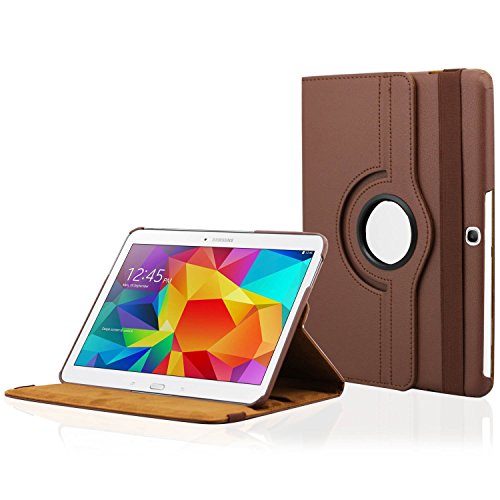 EnGive 360°Drehbares Ledertasche Samsung Galaxy Tab 4 10.1 Hülle (10,1 Zoll) Schutzhülle Case Tasche mit Ständerfunktion Auto Sleep/Wake-Funktion (Samsung Galaxy Tab 4 10.1, Braun) - 7