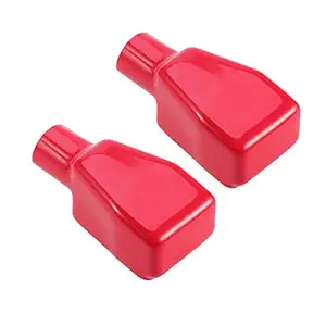 Vosarea 2 PCS Universal Car Positive Battery Terminal Covers Top Post Flexible Battery Terminal Insulating Protector Caps - Size L (Red)