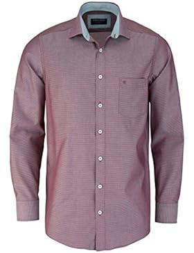 CASAMODA Comfort Fit Hemd Langarm New Kent Kragen Muster weinrot