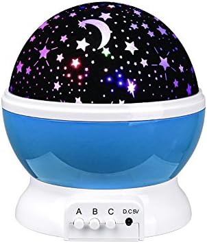 Senweit Kids Starry Night Light Projector 360 Degree Rotating Star Sky Moon Lightning Lamp Christmas Gift for Baby Nursery Bedroom(Blue)