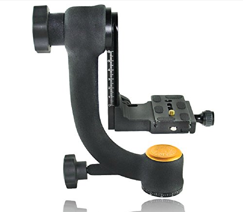 koolehaoda professionelle Stativkopf kardanisch Panoramic Gimbal Head with 70mm QR Platte fr Kamera, Teleobjektiv, Last 10KG