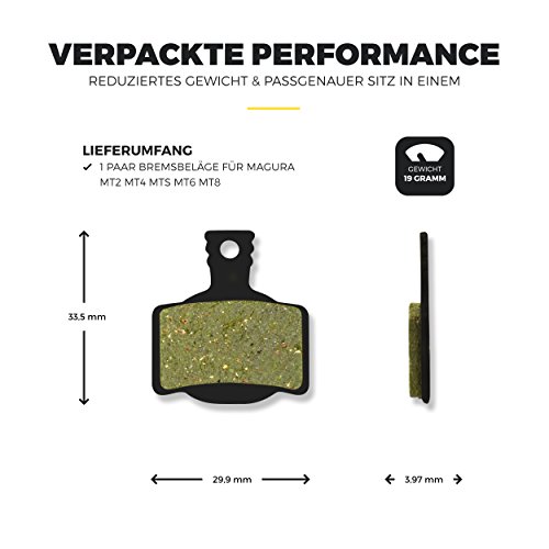 Magura MT-2 MT-4 MT-S MT-6 MT-8 Typ 7 Bremsbeläge für MTB Mountainbike Scheibenbremse Organic Beläge Bike Bremse Bremsbelag | Gorilla Bikes High Performance Disc Brake Pad - 2