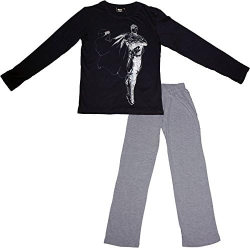 Superman Adults Long Sleeved Pyjamas Black X Large By BestTrend
