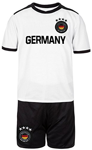 Deutschland Baby Trikot Set Fußball Fan Zweiteiler Weiß Schwarz Größe 86-92
