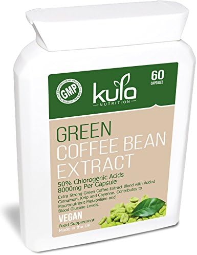 Green Coffee Bean – Natural Herbal Formula Containing Equivalent Of 8000mg of Green Coffee Bean Powder – Contributes To Macronutrient Metabolism &amp; Maintenance Of Normal Blood Glucose Levels – Made In The UK – Suitable For Vegans – 60 Capsules – Kula Nutrition