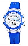 O.T.S Kinder Armbanduhr Sport Digital Uhren Jungen Mädchen Wasserfest LED Armbanduhr mit Stoppuhr Chronograph Wecker Kalender Blau