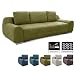 Produktbild Cavadore Big Sofa Benderes / Schlafsofa mit Bettfunktion und Bettkasten/ Moderne Couch /mit Steppung und Ziernaht / Inkl. 3 Kissen / Chromfüße / 266 x 70 x 102 (BxHxT) /  Grün