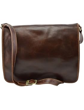Messenger Aus Echtem Leder Farbe Braun - Italienische Lederwaren - Herrentasche