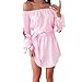 Produktbild Selou Damen Sexy applizierter Minirock aus Schulter Ein Schulter Verbandkleid Party Cocktail Minikleid Chic Gestickter dünner Rock Rosa weißer Schwarzer Verkaufsrock sommerröcke Knielang Sommerrock