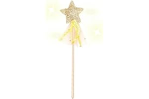 ALLY-MAGIC Fairy Wand, Glitter Star Wand Princess Wands Angel Fairy Wands Sticks for Christmas Costume Prop Birthday Wedding Party Supply Cosplay Accessories Y4-XNB (Gold-2)