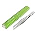 Women Slanted Tip Metal Eyebrow Tweezer Beauty Care Tool w Green Storage Case