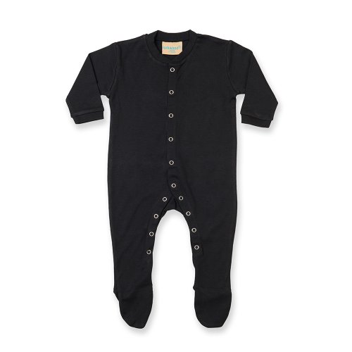Larkwood Baby Unisex Plain Long Sleeved Sleepsuit (12-18) (Black)