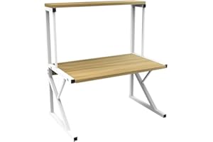 LANTUS Étagère de Cuisine sur Pieds pour Micro-Ondes Étagère métallique en Bois et Acier, avec 3 tablettes-65 * 54 * 30cm-Jaune Noyer