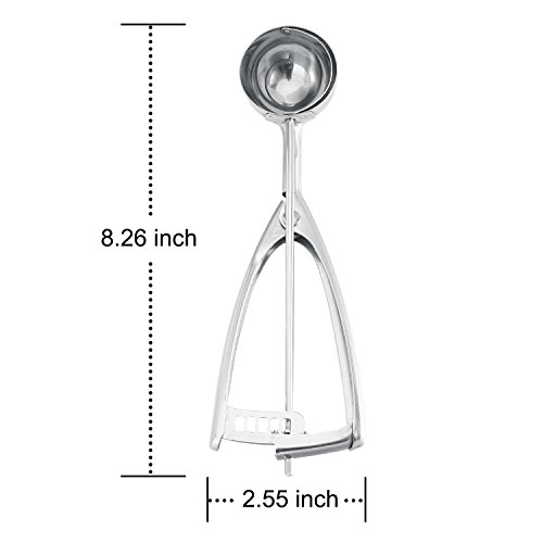 Eisportionierer, Pupow Premium-18/8 Edelstahl Eisportionierer Plätzchen-Scoop, 45mm. (Mittel) - 3