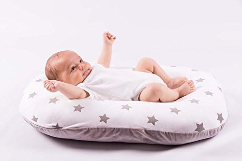 Widgey Baby Nest Naptime Pod Sleeping Pillow Silver Star Print Cotton for Newborns 0-6 Months
