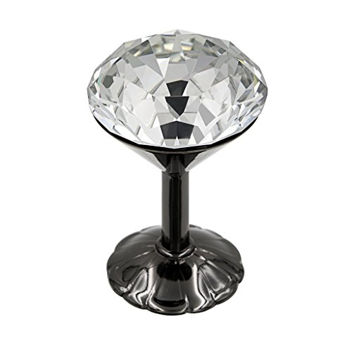 btsky ein Paar Extra Groß, 60 mm Glas Kristall Vorhang halten Rücken Raffhalter Wandhaken Quaste Halter mit Chrom Boden schwarz - 5