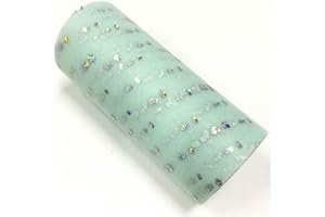 CaiiBtntgb Glitter Sequin Tulle Roll Wedding Decoration Organza DIY Tulle Tutu Dress Birthday Party Supplies 22,8m x 15cm (Tiff Aqua Vert)