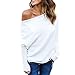 Produktbild Frauen Tops Ba Zha HEI Frauen Sommer Kurzarm Bluse Tops Sweatshirt Damen Bluse Elegant Sterne Drucken Shirt Herbst Trägerlos Langarmshirts Locker Hemd Jumper Pullover Tops Oberteile (Weiß C, M)