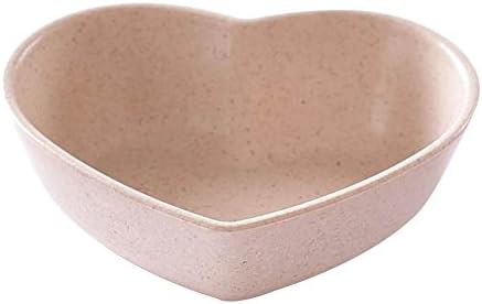 BENHAI 1PC Plate Heart-shaped Popular Wheat Straw Love Heart-shaped Vinegar Soybean Dish Solid Pink Beige Green Seasoning Sauce Salt Snack Small Plate Dish