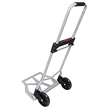 Voluker Chariot Diable Pliable Charge 110kg, Chariot Pliable 2 Roues avec Poignée Télescopique en aluminium, Argent