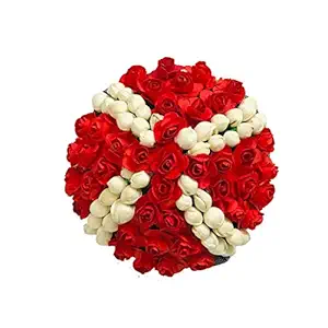 Maahal? Fashion Red and white Juda Maker Flower Gajra Hair Bun Juda for Women for wedding
