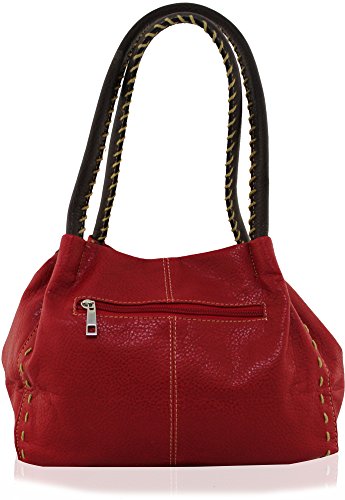 Kukubird Designer Boutique Faux Leather Button Detail Handbag COMES WITH ELEGANT LEOPARD SCARF (180CM L X 70CM W) (WHITE)