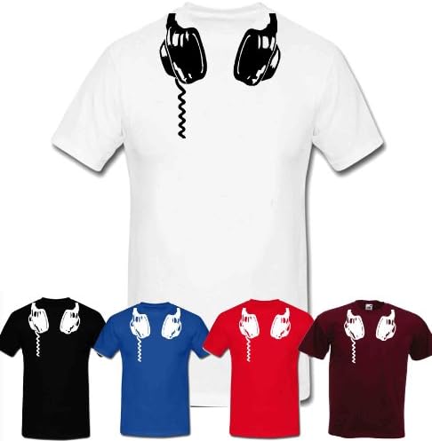 Headphones hanging down funny music unisex t shirts - 5 colours (Medium, White)