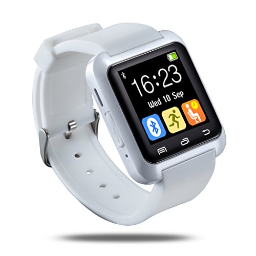 E821 U80 Smart Watch Pulsera Smartphone Reloj Inteligente por Bluetooth 4.0,Anti-perdida Sportswatch Podómetro Ajuste para Teléfonos Android IOS iPhone 5/6s,Samsung Galaxy,Sony,HTC,LG,HUAWEI,ZTE,Xiamomi. ( Blanco )
