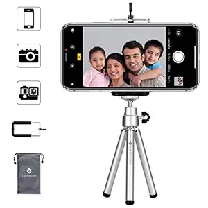 Everycom Mini Tripod with Phone Holder Portable Lightweight Flexible with 360 Degree Compatible with All Smart Phones and Digital Camera for Vlogging Blogging Shooting Photography, Silver Color