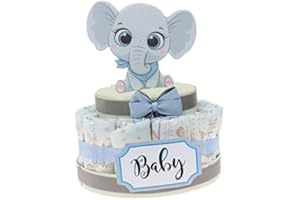 VIALE MAGICO Torta Pannolini Elefante Effye Bimbo Idea Regalo Nascita Economica, idea regalo nascita economica e originale (Torta da 15 Pannolini)