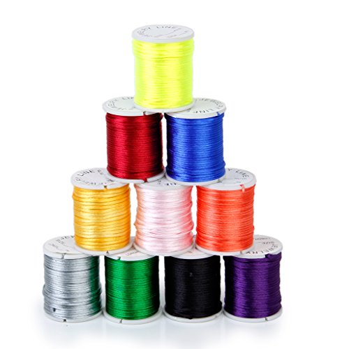 10 Rolls Mischfarbe Nylonschnur Friesen Faden Schnur für Schmuck Kunsthandwerk 1mm - 2