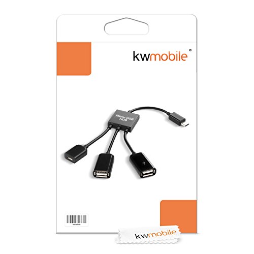 kwmobile adattatore 3in1 Micro USB OTG hub per Smartphone / Tablet - switch micro USB in nero - compatibile ad es. con Apple, Samsung, Lenovo, Asus, Huawei, Amazon, Acer, Microsoft, Sony, LG