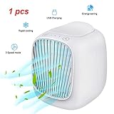 USB recargable: este ventilador de aire acondicionado es compacto, fácil de transportar, se carga mediante un cargador USB, una computadora o un banco de energía móvil, y es un ventilador silencioso cuando está funcionando.