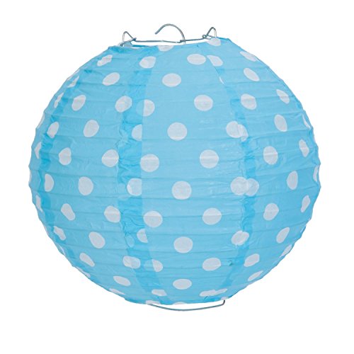 Clayre & Eef 6LAK0328S Lampenschirm Papier klein blau Punkte weiß ca. Ø 20 cm